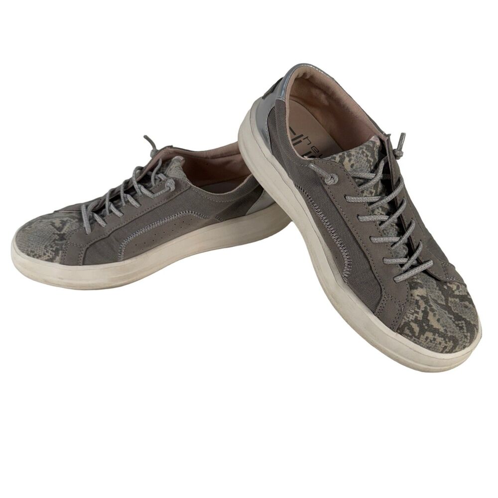 Hey Dude Karina Silver Python Gray Snake Print Sneakers Women's Size 9
